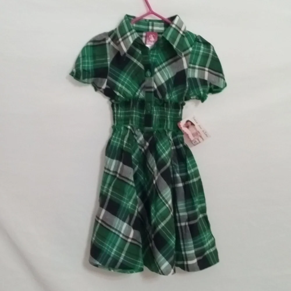 Green Plaid Kids Dress